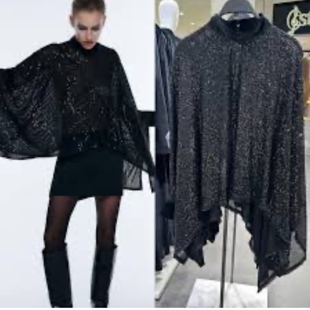 ZARA Elegant Black Sequin Sweater